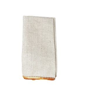 Sand Colored Pocket Square with burnt Orange Trim